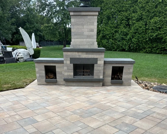 brick paver fireplace